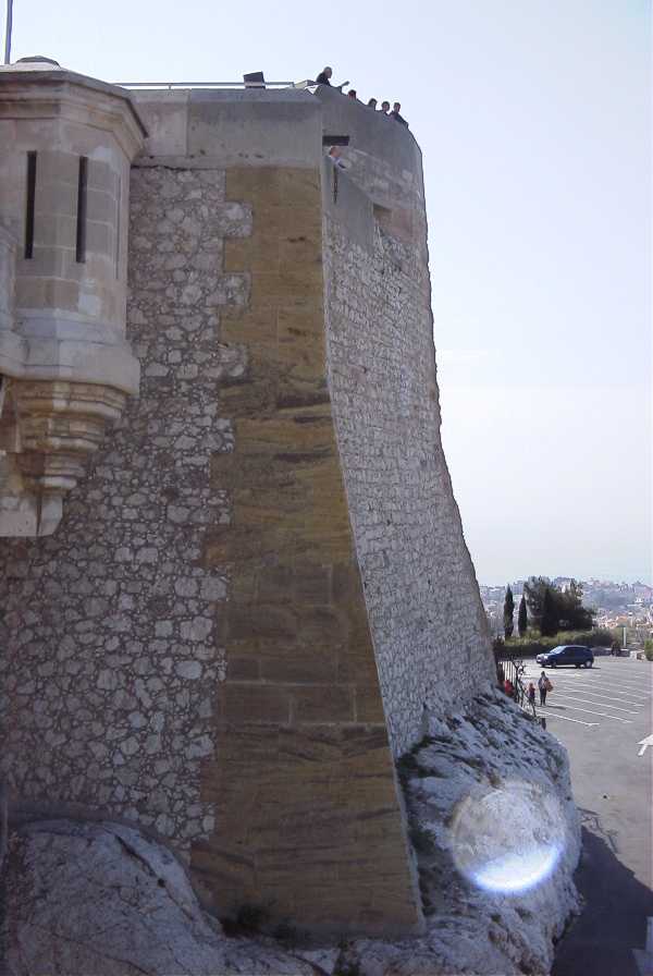 Looking up at the church